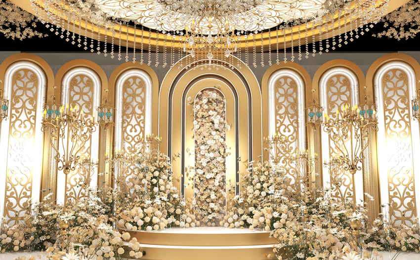 襄垣香槟色调婚礼堂效果展示